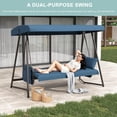 thumbnail image 5 of TQKVIPI 3-4 Seat Outdoor Porch Swing with Adjustable Canopy Patio Swing Bed with Stand Large Swing Glider Bench Chair Outside 800 lbs with Removable Cushions for Yard Garden Poolside Balcony, 5 of 9