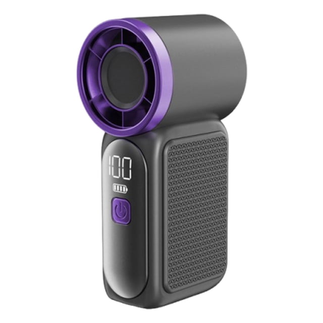 Ventilador de mano portátil potente con pantalla LED, multiusos, silencioso, de alta velocidad y compacto. Negro