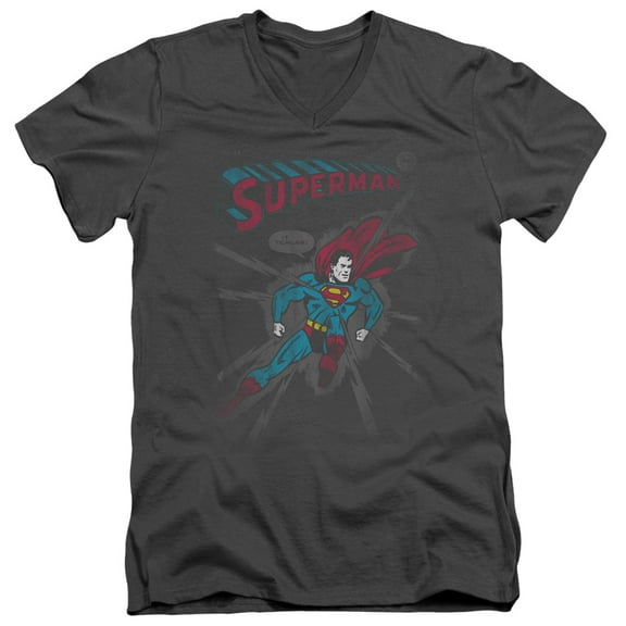 Superman It Tickles Adult V-Neck T-Shirt Charcoal