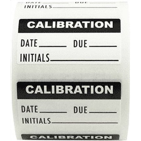 White & Black CALIBRATION: DATE-DUE-INITIALS Labels | 0.75 x 1.5" Inch | 500 Pack