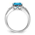 thumbnail image 3 of Auriga 925 Sterling Silver Rhodium Blue Topaz & Diamond Ring for Women Size- 7, 3 of 5