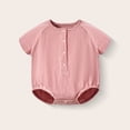 thumbnail image 2 of Rvasteizo Girls Romper Solid Short Sleeve Double Gauze Cotton for Infant 3 Months-2 Years Summer Daily Outfit, 2 of 4