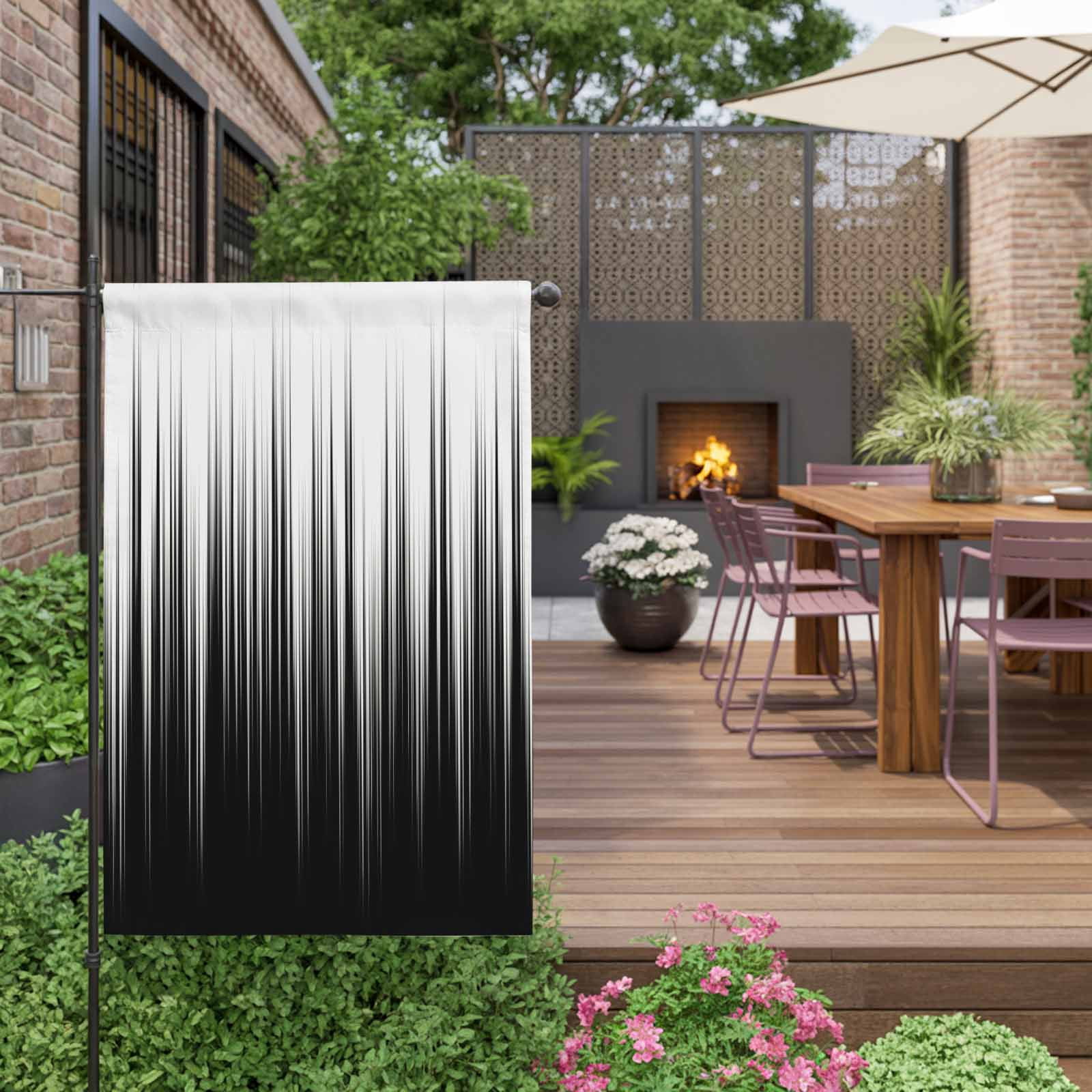 White Black Ombre House Flag 28 x 40 Inches, Abstract Modern Lines Gradient Weather Proof Outdoor Patio Flags Double Sided Small House Decoration for Yard Lawn Outside Home