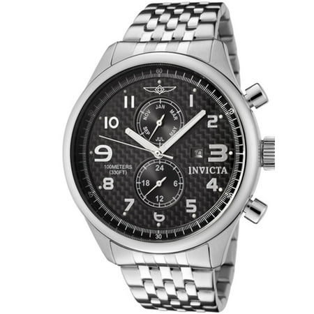 Invicta Signature Collection Mens Sapphire - Men's Swiss II Collection Stainless Steel Black Carbon 48mm Dial Date Watch 0369