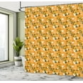 thumbnail image 5 of Ambesonne Hawaii Shower Curtain, Orange Tones Spring Blossom, 69"Wx84"L, Marigold Army Green, 5 of 5