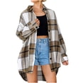 thumbnail image 1 of IROINID Surchemise pour Femmes, Veste à Manches Longues à Carreaux, Col Rabattu, Veste d'Hiver Ample, 1 of 9