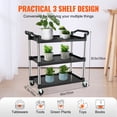 thumbnail image 4 of VEVOR Utility Service Cart with Lockable Wheels 3-Tier Food Service Cart 220lbs Capacity，for Kitchen Office Restaurant Home, Black, 4 of 9