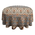 thumbnail image 4 of Orange Geometric Diamond Cross Pattern Round Tablecloth 60"x60",Wrinkle Wipeable Table Cloth for Kitchen Dining Room Picnic Patio Party, 4 of 6