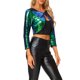 thumbnail image 4 of CHAQUETA DE LENTEJUELAS CHIC PARA MUJERES INSPIRE, BRILLANTE, DE MANGA LARGA, ABIERTO EN FRONTAL, CROP, SHRUG, BOLERO, VERDE, TALLA L, 4 of 6