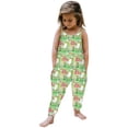 thumbnail image 2 of Tfken Girls Jumpsuit Sleeveless Summer Graphic Comfy Casual Jumpsuit Daily Wear Soft Children Trendy Clothes Size 2-3 Years Green, 2 of 4