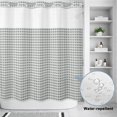 thumbnail image 3 of No Hook Shower Curtain, Modern Minimalist Art Shower Curtains for Bathroom with See Through Top Window, Rustic Farmhouse Polka Dots Blue Waterproof & Washable Bath Curtain 66"x72", 3 of 9
