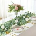 thumbnail image 6 of 6FT Artificial Garland with 7 White Silk Roses & 's Breath - Wedding Party Centerpiece, Table Runner Decor, 180cm Floral Vine for Home & Event, 6 of 6
