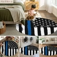 thumbnail image 6 of 7Ft Round Rug, Blue American Flag Non-Skid Rubber Backing Large Area Rugs - Living Room Bedroom Home Office, Black White Stars Stripe US Flag Indoor Floor Mat Carpets Washable Rug, 6 of 9