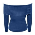 thumbnail image 6 of Women's Fall Off Shoulder Sweater Long Sleeve Ribbed Knit Fitted Pullover Top Blouse Casual Comfortable Stylish Winter Fashion, 6 of 7