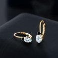 thumbnail image 4 of Gem Stone King 18K Yellow Gold Plated Silver Sky Blue Aquamarine and Black Diamond Leverback Earrings for Women (1.07 Cttw, Gemstone March Birthstone, Oval 6X4MM, Round 2MM, 3/4 inch), 4 of 5