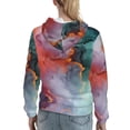 thumbnail image 7 of Uemuo Colorful Abstract Waves Pattern Women's Hoodie with Eye-catching Drawstrings- Casual Pullover Hoodie with Kangaroo Pocket, Stylish Hooded Sweatshirt-Small, 7 of 7