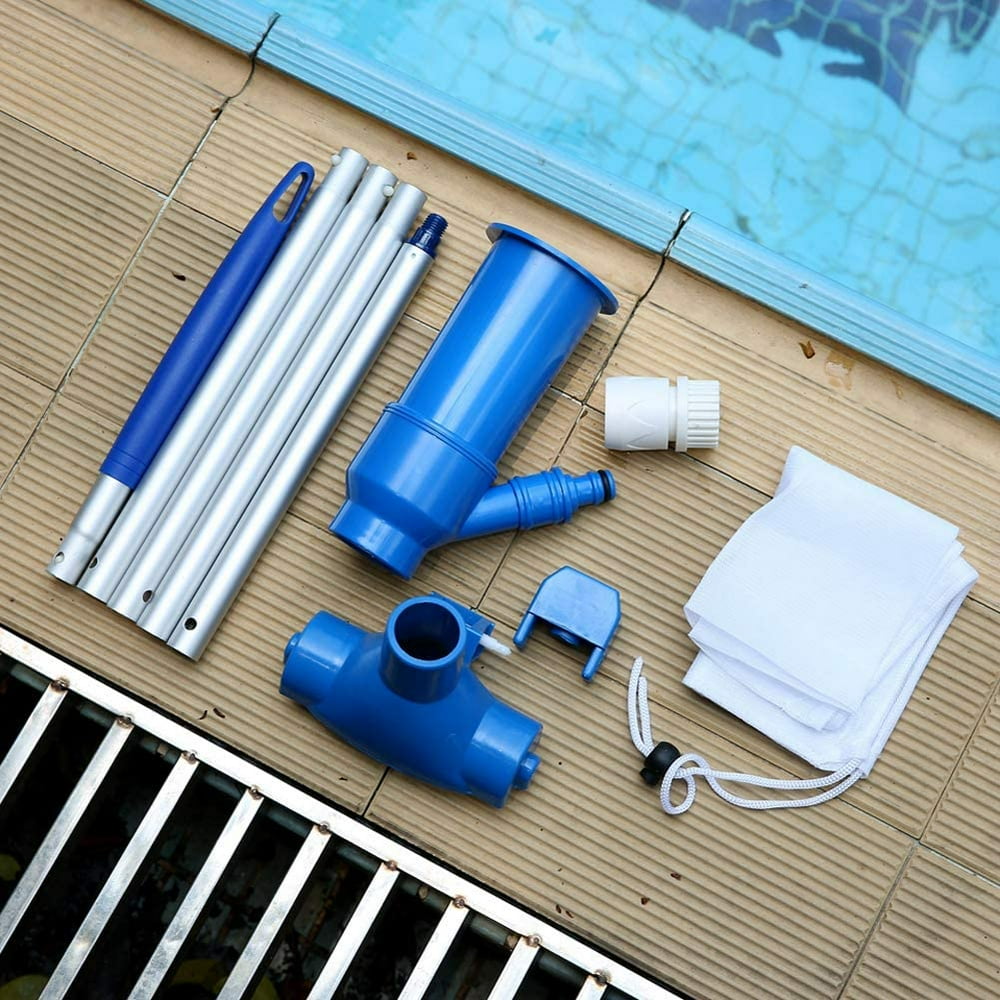 Portable Pool Vacuum Jet Underwater Cleaner Vacuum Cleaner w/Pole Leaf