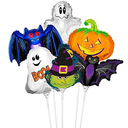 Halloween Balloons Assortment 11 Inch Pre-Inflated with Sticks (6/pkg ...