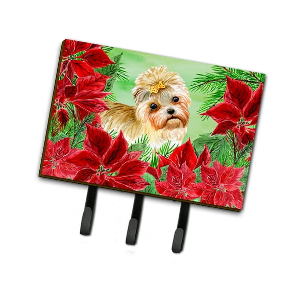 Morkie Poinsettas Leash or Key Holder