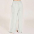 thumbnail image 5 of WULMLEO Linen Pants Women Spring Summer Dressy Casual High Waisted Drawstring Pant Cotton Straight Leg Lounge Trousers White XL, 5 of 6