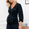 thumbnail image 2 of Youmylove Women Nusring Maternity V-Neck Long Sleeve Ruffles Printed Blouse Tops Comfy, 2 of 7