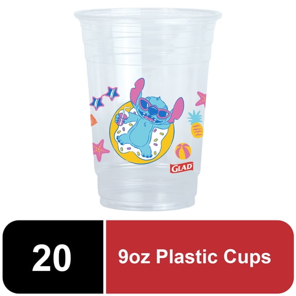 Glad For Kids 9oz Disney Lilo & Stitch Printed Plastic Cups - 20 Count