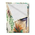 thumbnail image 2 of Ambesonne Cat Fleece Throw Blanket Painting Boho Cozy Scene Kitty 60"x80" Jade Green Grey Orange, 2 of 5