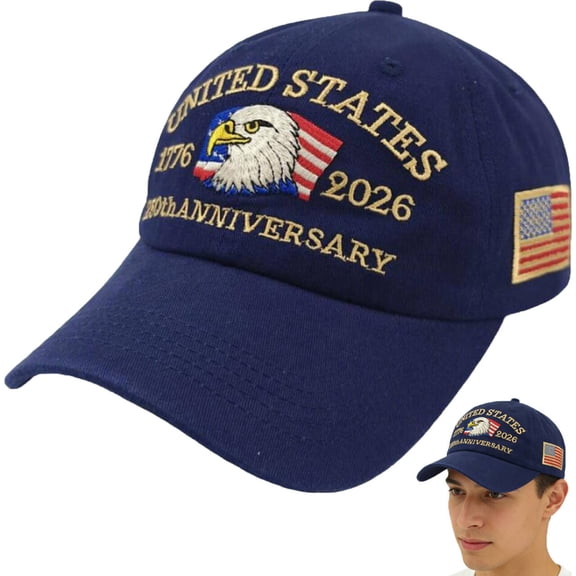 250th Anniversary USA Hat - Bald Eagle Embroidery Patriotic Baseball Cap, Eagle 250 Year American Anniversary Hat,Green