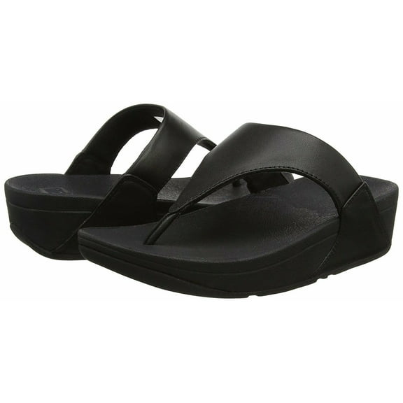 Fitflop Women's Lulu Leather Toe-Post Wedge Thong Sandals