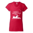thumbnail image 2 of Missed Your Call Fishing Line Joke Fishing Womenâ€™s Standard V-Neck Tee, Red, Large, 2 of 3
