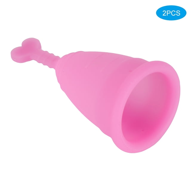 2 uds copa menstrual de silicona para mujer copa de higiene femenina suministros de menstruación en forma de corazón rosa S