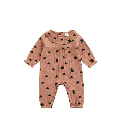 

Yuemengxuan Baby s Romper Christmas Tree Print Long Sleeve Ruffle Neck Jumpsuit