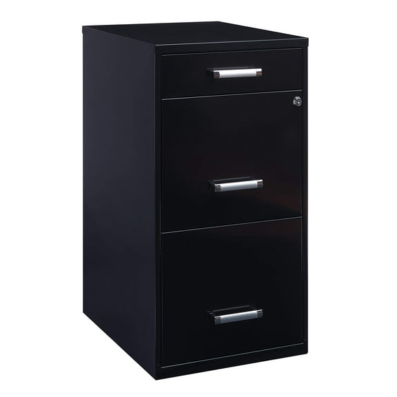 Office Dimensions 18in. Deep 3 Drawer Metal Organizer File Cabinet with Pencil Drawer, Black CA3