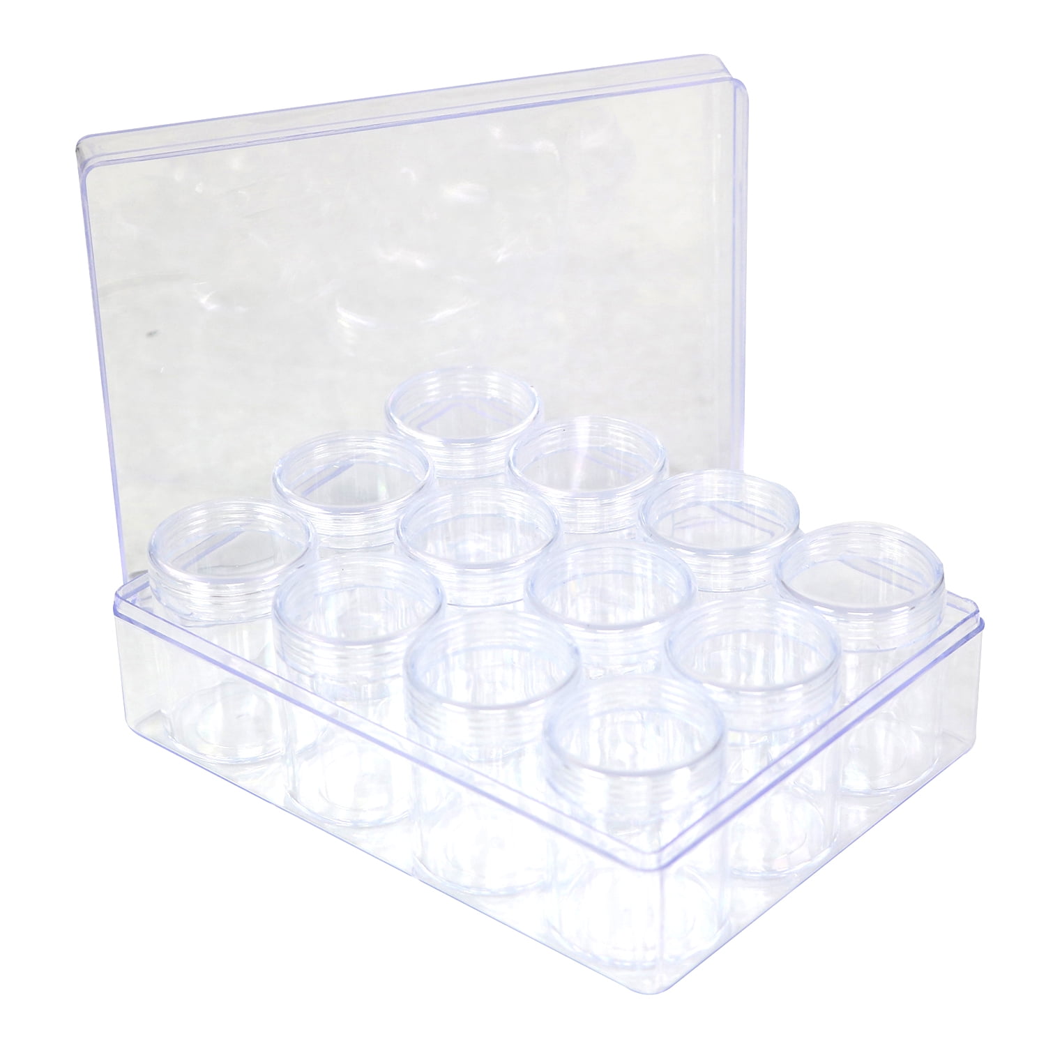(2 pack) Everything Mary 12-Unit Plastic Beading Craft and Hobby Storage Box, Clear (Single)