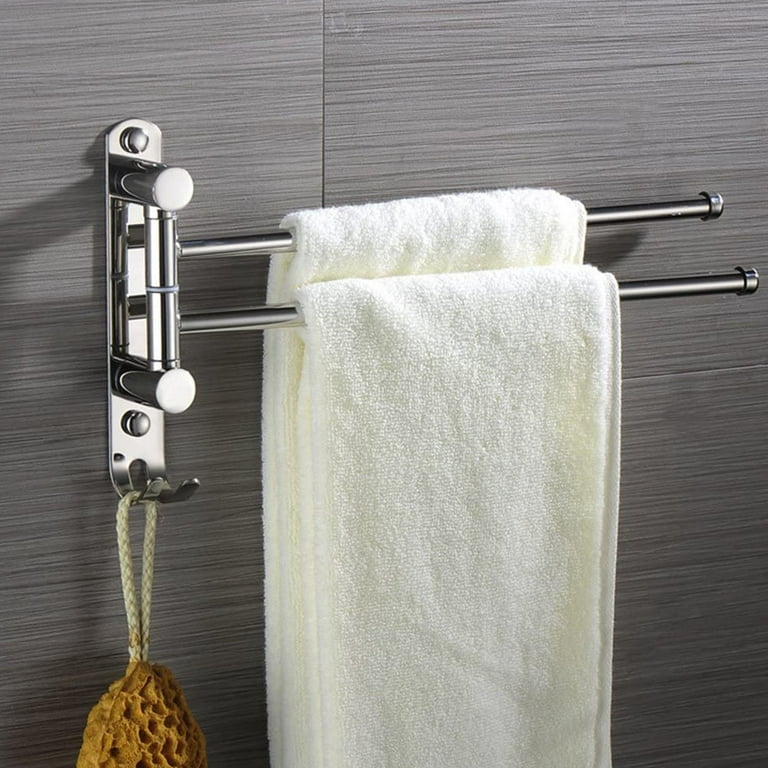 Bathroom Towel Rack, Swivel Towel Rack 2-Arm, Swing Out Double Towel Bar  Wall Mounted, SUS304 Stainless Steel Brushed Finish,Style 1