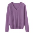 thumbnail image 4 of Womens Sweaters Long Sleeve Ribbed Knit Shirts Lightweight Loose Fit Tunic Tops Fall Outfits 2026 V Neck Soft Knit Pullover Tops Dressy Casual Blouses Soft Cozy Going Out Tops(Purple,S), 4 of 9