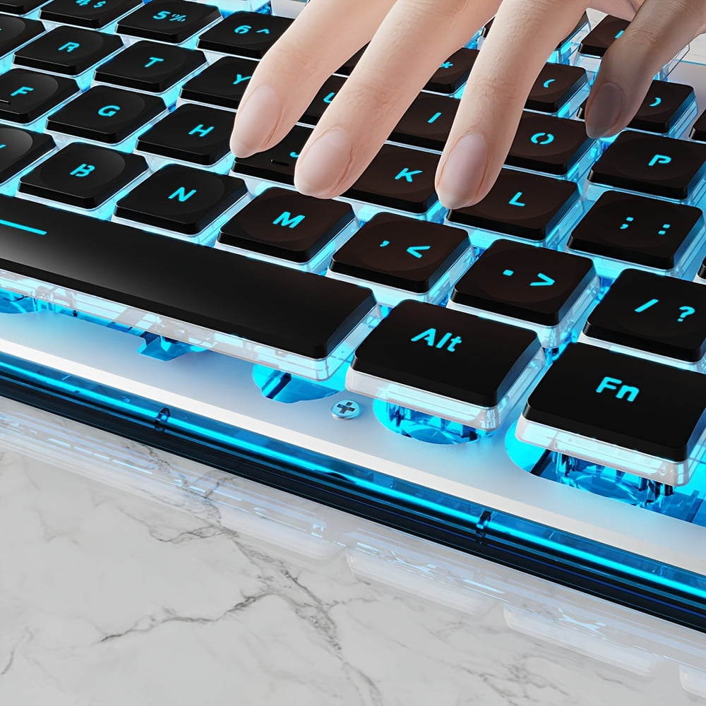 Silent wired gaming keyboard, LED backlit full-size ergonomic office keyboard, slim and quiet design, suitable for work and study, compatible with Windows laptops, ideal for offices, schools, dormito