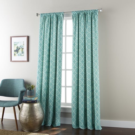 Lanco Bliss Room Darkening Window Curtain Panel with Rod Pocket Top, Turquoise, 54 x 84"