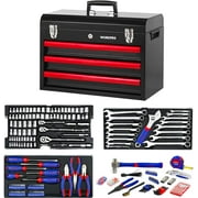 WORKPRO 408-Piece Auto Repair Tool Set,Mechanics Tool Set,General Household Home Repair Tool Kit with 3-Drawer Heavy Duty Metal Box,Hand Tool Kit