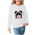 thumbnail image 2 of ZOYOEN Girls Long Sleeve T Shirts- Casual Crewneck Fashion Kids Graphic Tops White Size 3-4T, 2 of 5