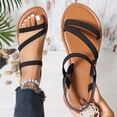 thumbnail image 5 of Bmisegm Women's Woven Strappy Flat Sandals Summer Holiday Fashion Wear Clip Toe Beach Shoes Womens Sandals Summer Black 8.5, 5 of 5