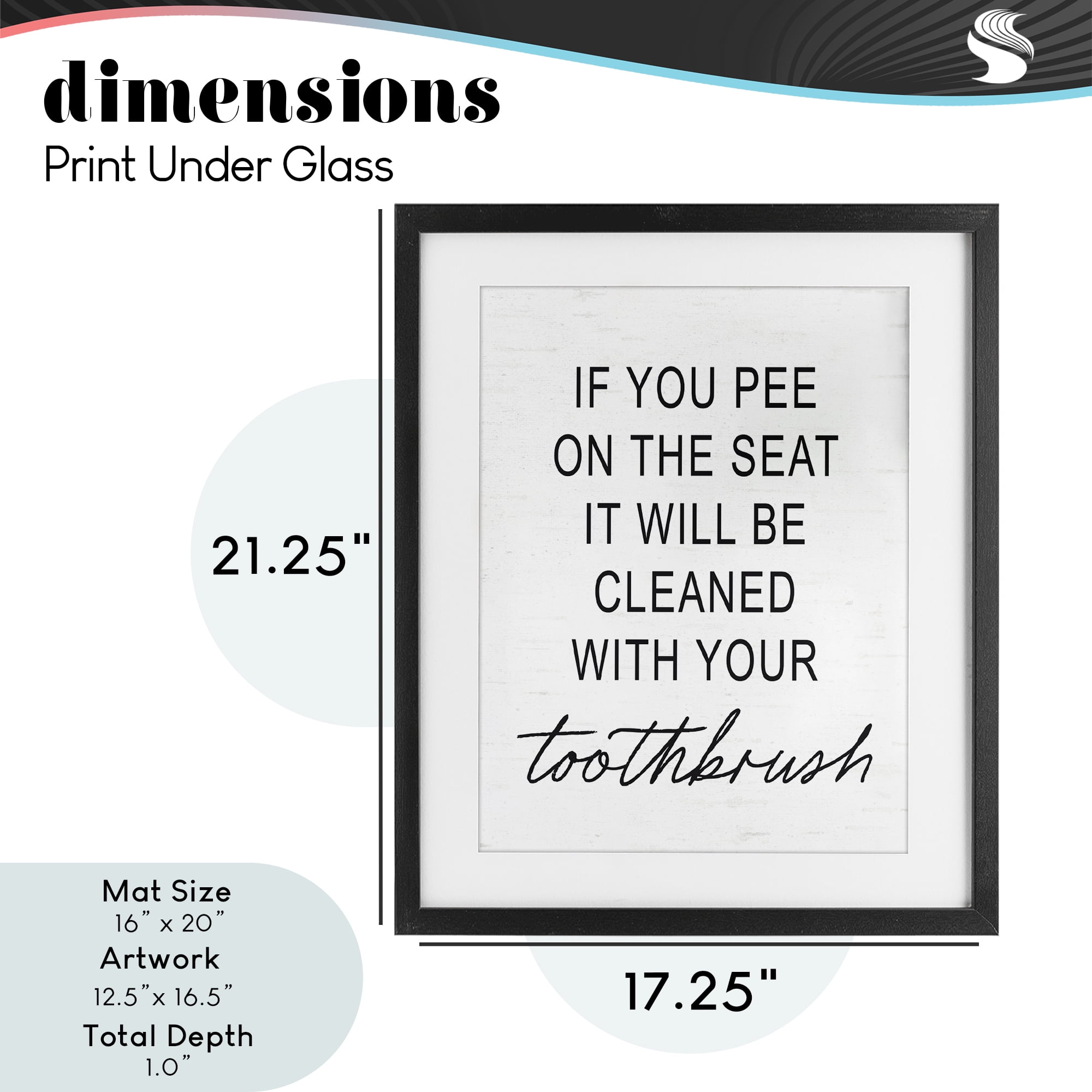 Sassy Clean With Toothbrush Warning Black Framed Print Under Glass, design by Lettered and Lined