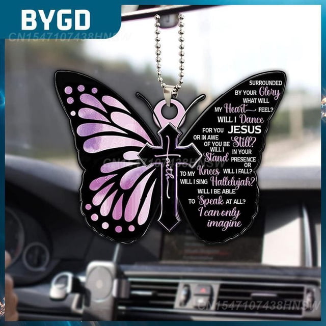 Do Not Fade Butterfly Cross Shape Design Widget Creative Keychain Accessories Universal Durable Car Pendant Personalized Style04China He Qiyong unisex