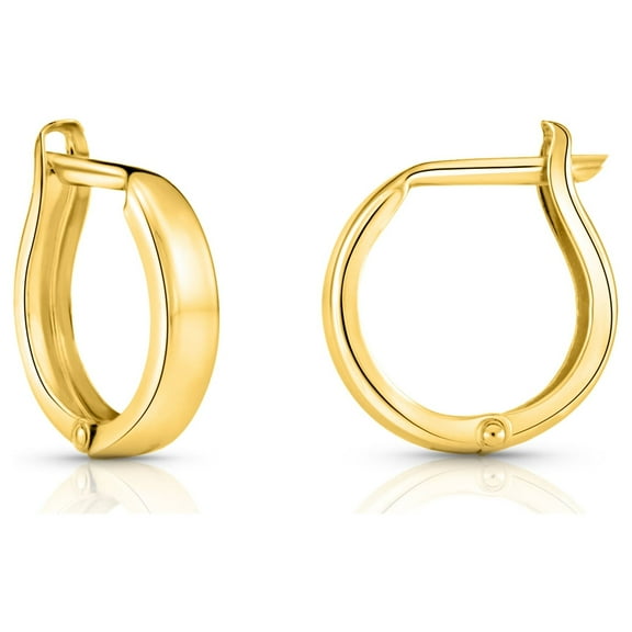 Tilo Jewelry 14K Yellow Gold Shiny Round Plain Huggie Hoop Earrings | Handmade Fine Jewelry | Women & Unisex