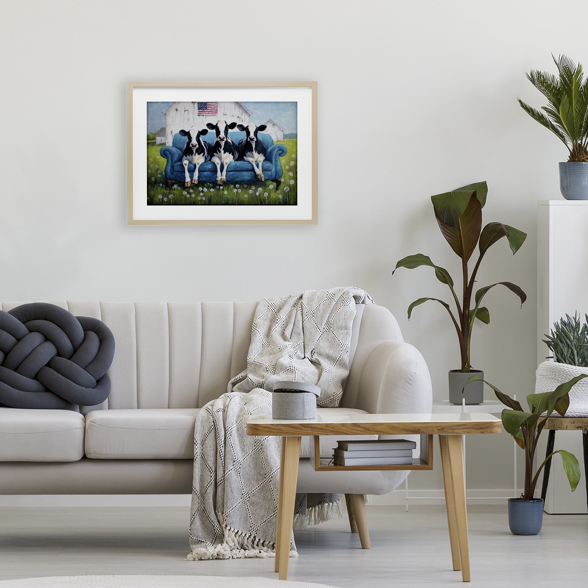 Stupell Industries Barnyard Sofa Sisters Birch Framed Print Under Glass, design by Tina LeCour