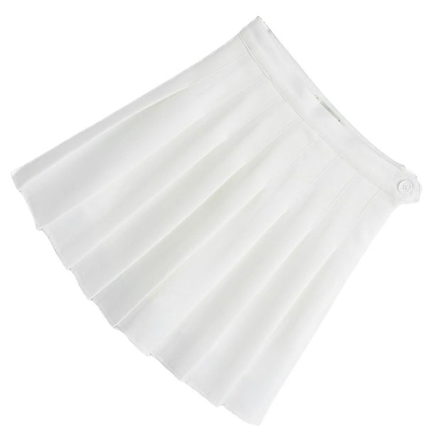 Qarigey Minifaldas plisadas de cintura alta de una línea de verano para mujer Vestidos Blanco XS