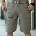 thumbnail image 6 of zeranth Men Summer Cargo Shorts Elastic Waist Button Zipper Fly Pockets Casual Shorts Straight Wide Leg Wear-resistant Short Pants, 6 of 7