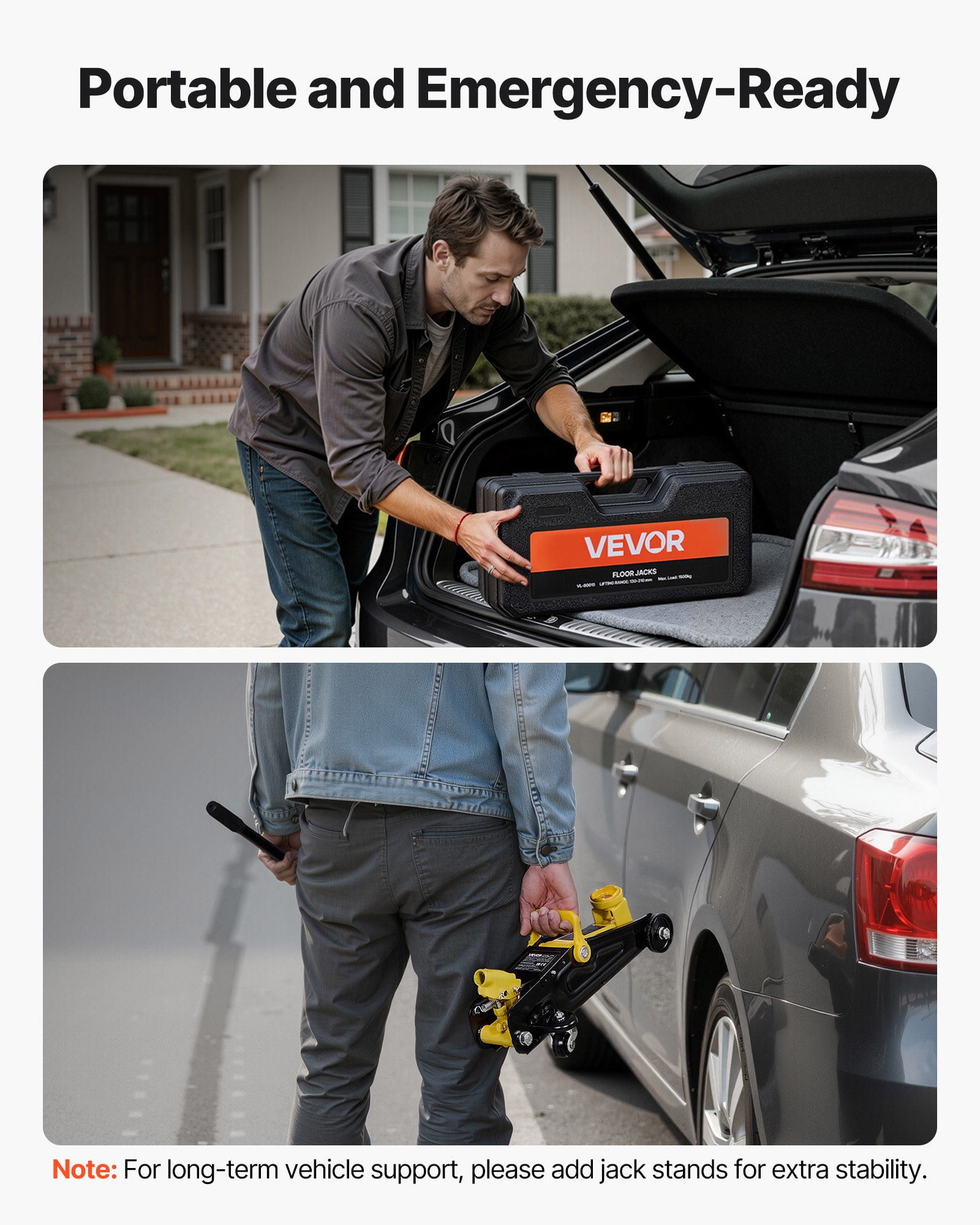 VEVOR Low Profile Floor Jack, 1.5 Ton (3300 lbs) Capacity, Steel Racing Floor Jack with Single Piston Quick Lift Pump, Hydraulic Trolley Car Lift for Sports Cars, Sedans, Lifting Range 5.1-12.2Inches