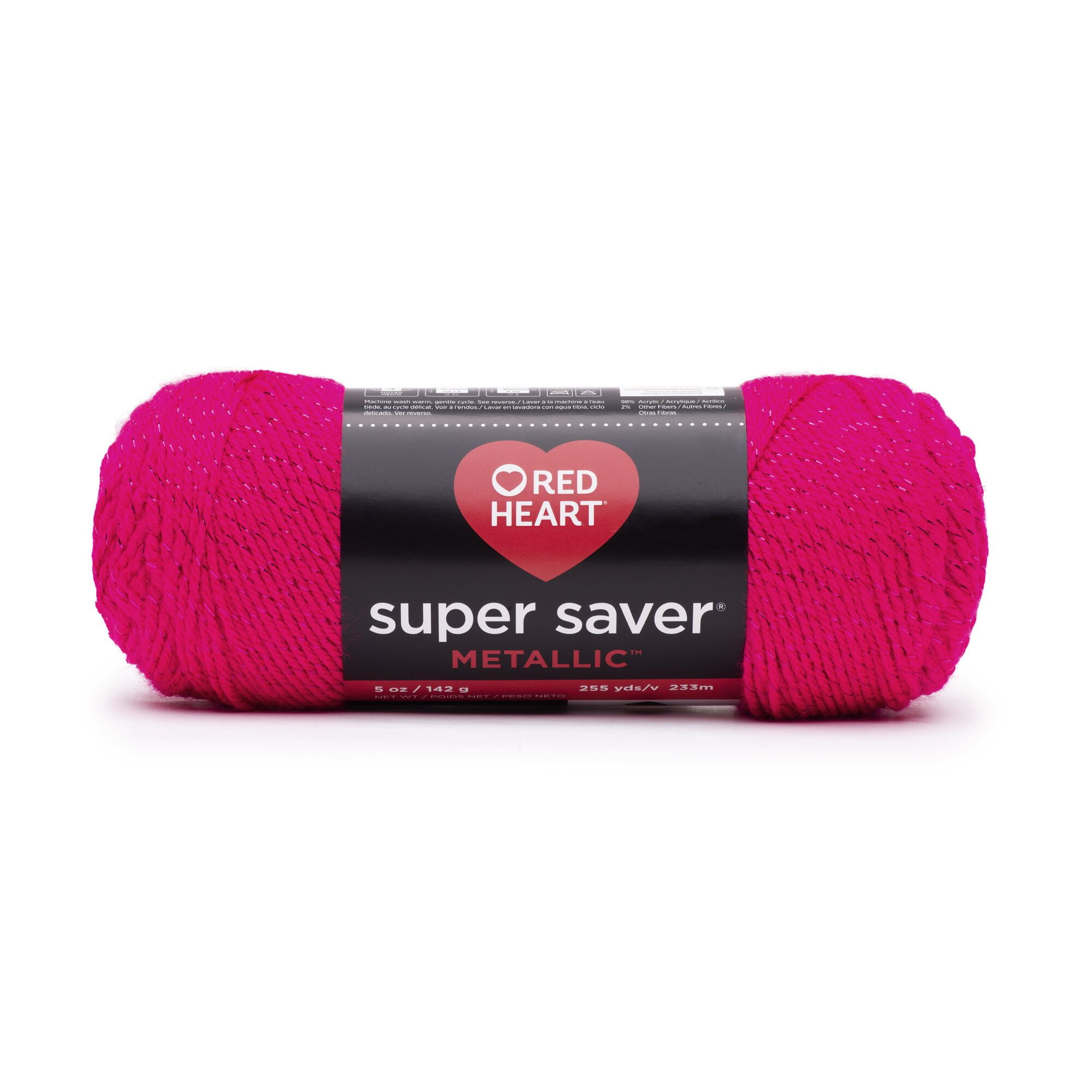 Red Heart Super Saver Metallic 4 Medium Acrylic Yarn, Fuchsia 5oz/142g