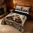 thumbnail image 4 of meiyoeat Rustic Cabin Bear Queen Comforter Set, Vintage Farmhouse Bedding Comforter Set, Brown, Black Reversible 3-Piece, 1 Comforter and 2 Pillowcases, 4 of 7